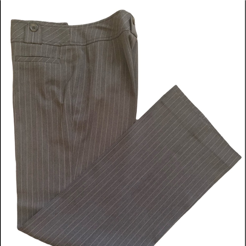 LOFT BROWN BEIGE PINSTRIPED DRESS PANTS SIZE 0